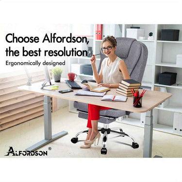 ALFORDSON Massage Office Chair Heated Seat Executive Gaming Racer Fabric